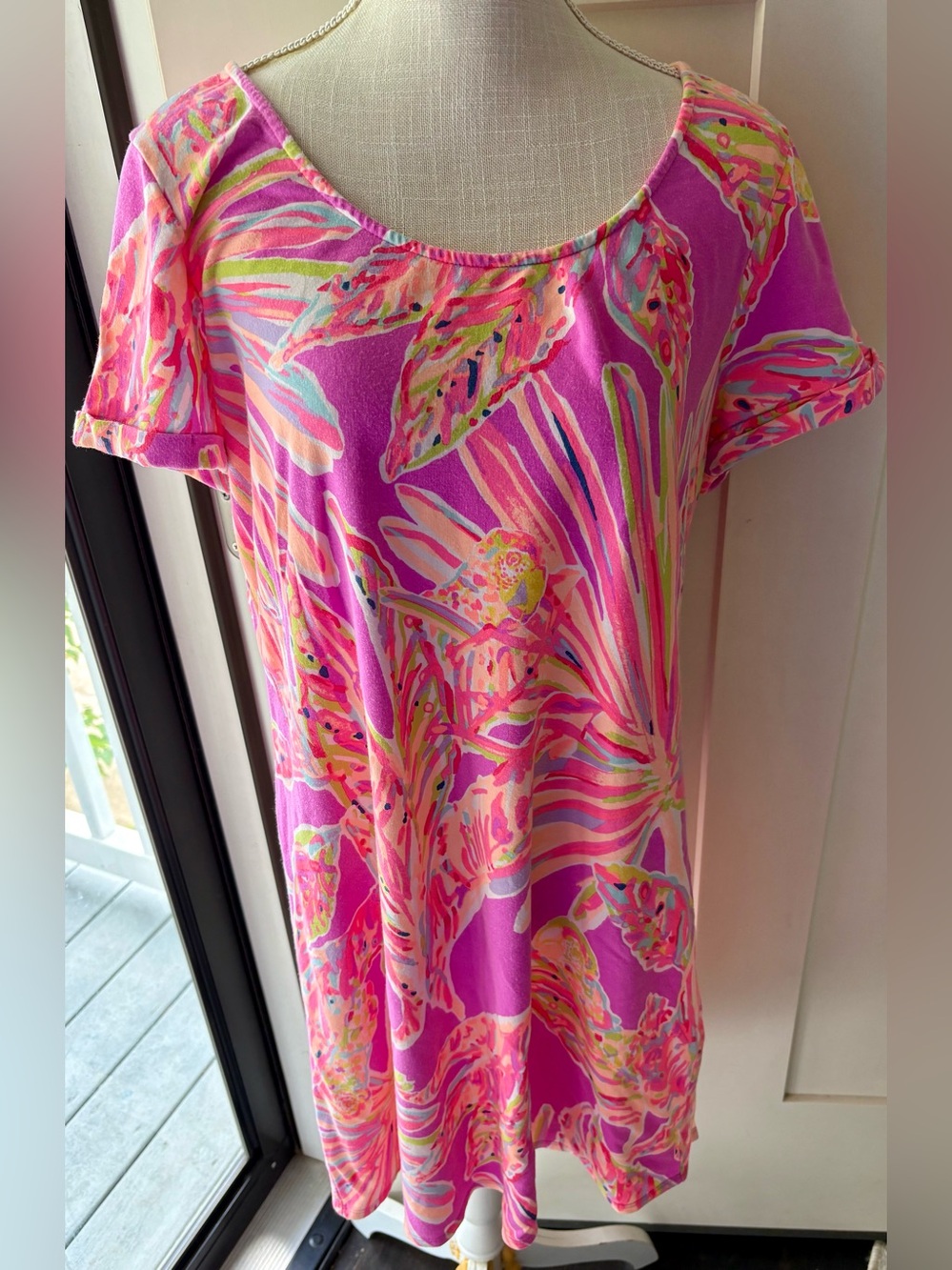 Lilly Pulitzer UPF 50 TAMMY Shift Dress Amethyst Sunseekers Pink Purple XL